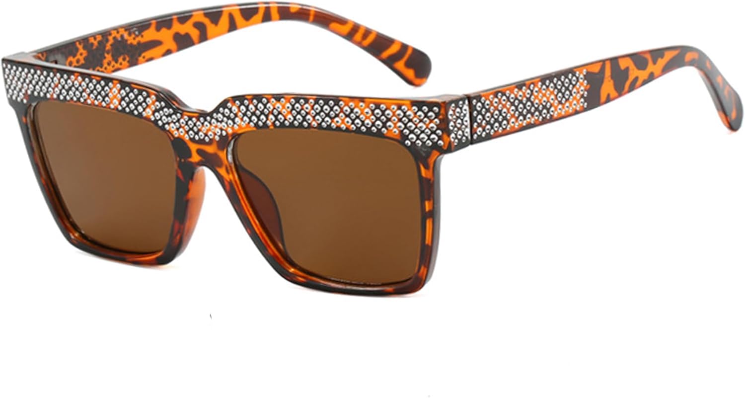 

bullabulling Винтажные панк-солнцезащитные очки с квадратными стразами для женщин, ретро-линзы, Y2K, блестящие бриллиантовые солнцезащитные очки, женские очки для вечеринок, Leopard