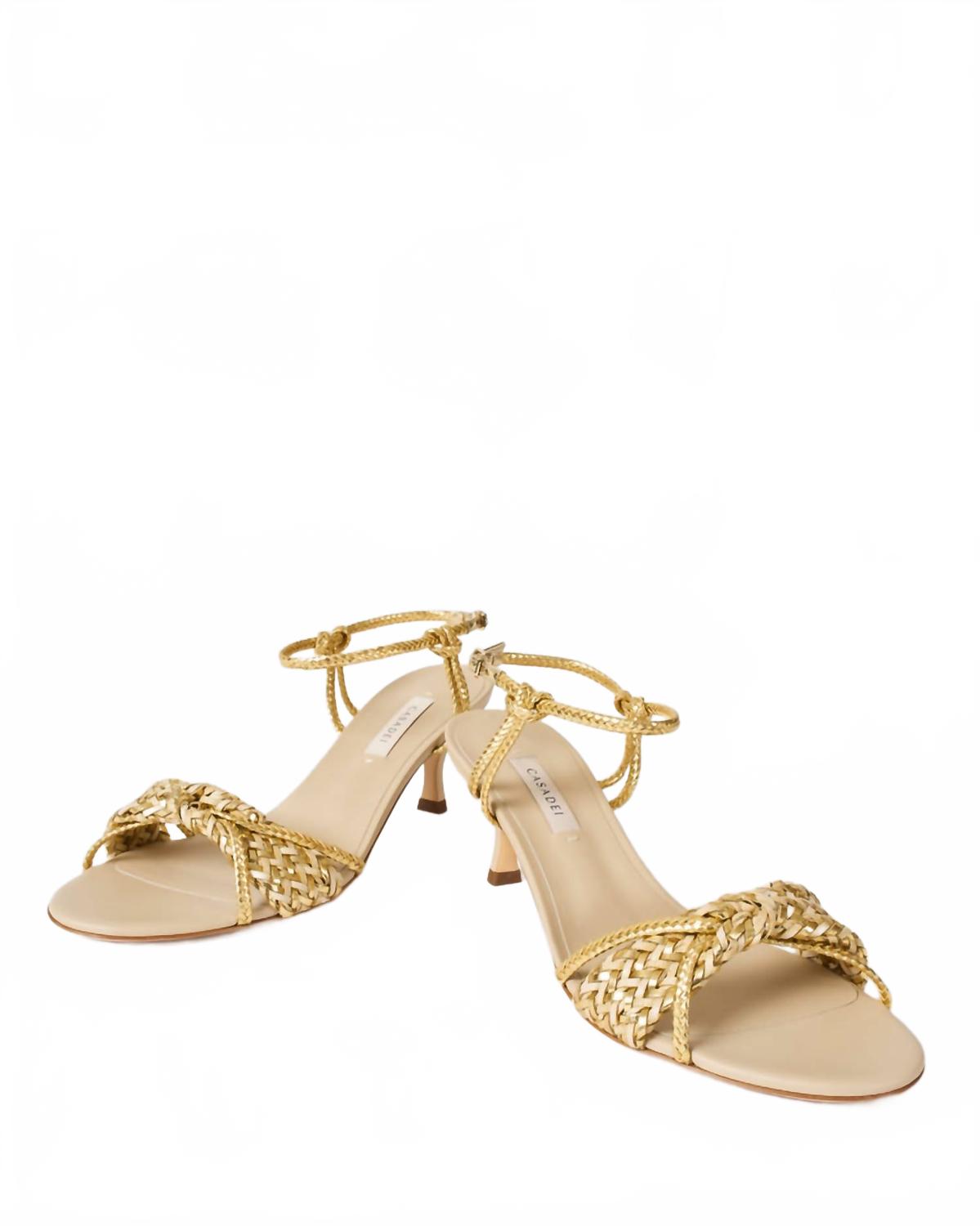 Женские мюли Julia Marbella на каблуке в цвете Bambu и Oro Casadei, Bambu'+Oro — фото 2