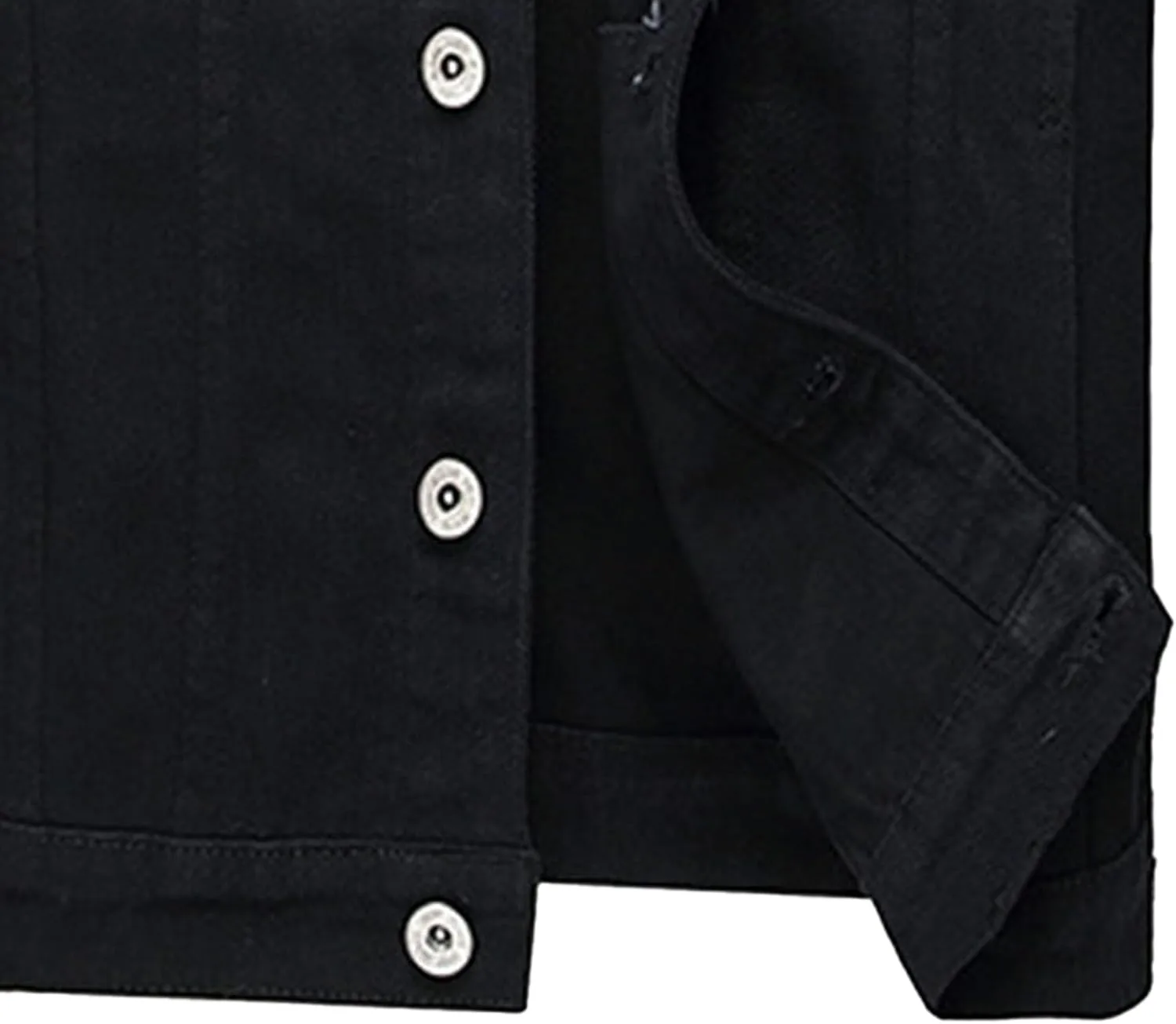 Мужская джинсовая куртка-косуха Slim Fit Flex Jean с пуговицами Generic, черный — фото 2