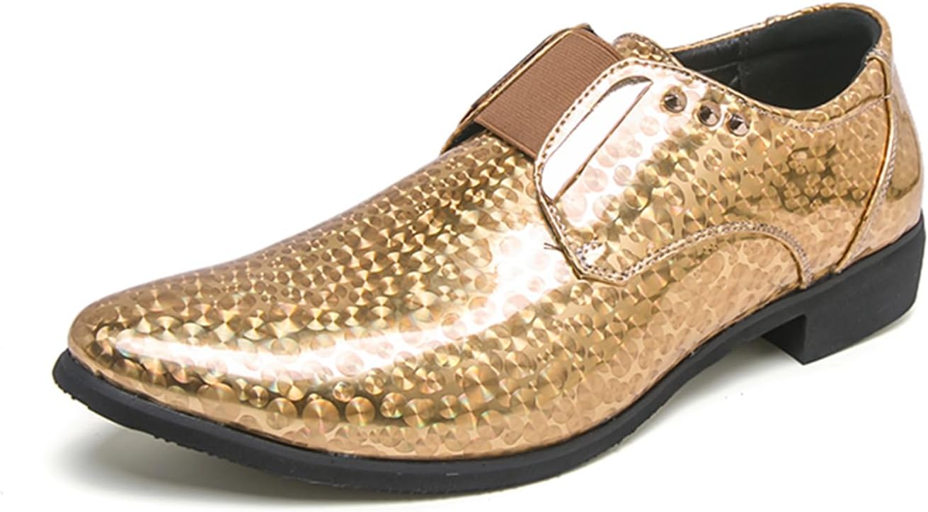 

Мужские лоферы на массивном каблуке из лакированной кожи с металлическими элементами Tixewsjh, золотой