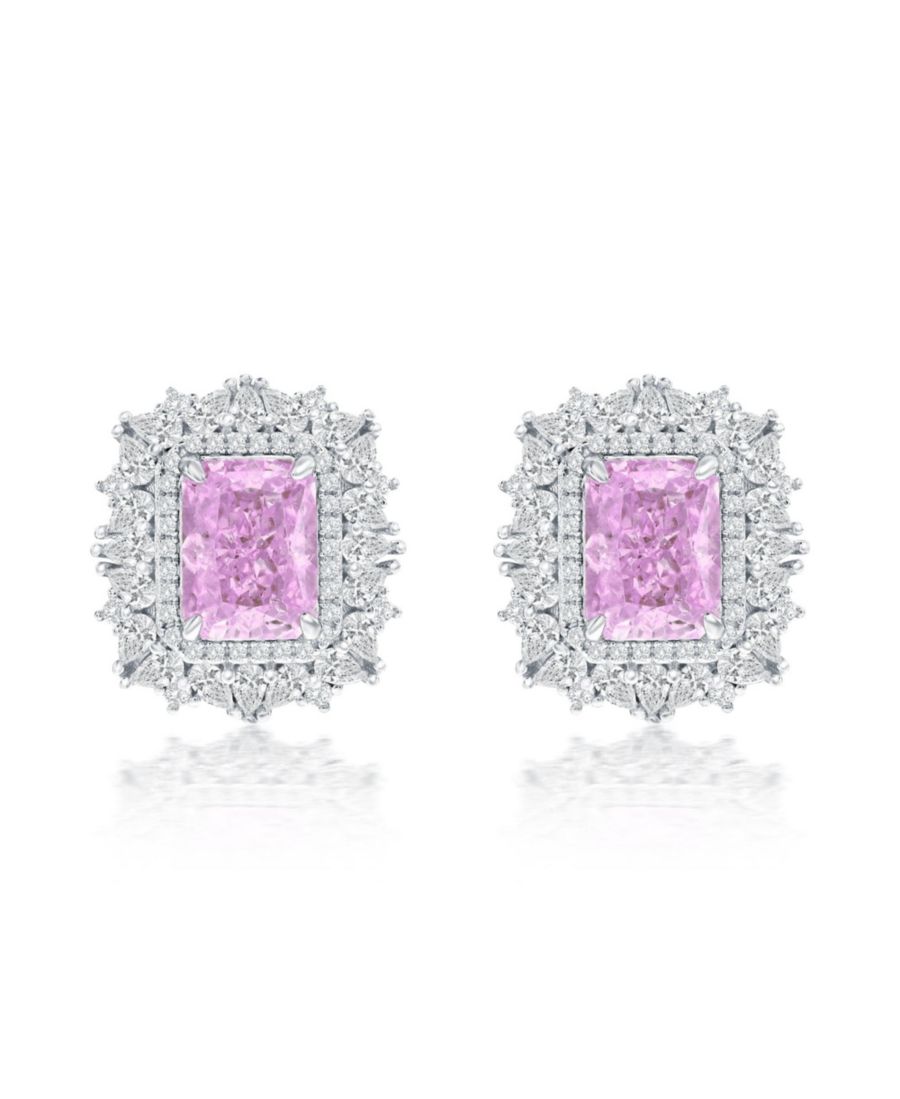 

Серьги-гвоздики Suzy Levian Gala Collection из стерлингового серебра с кластерными фианитами огранки фейерверк и бриллиантами различной огранки Suzy Levian New York, Pink