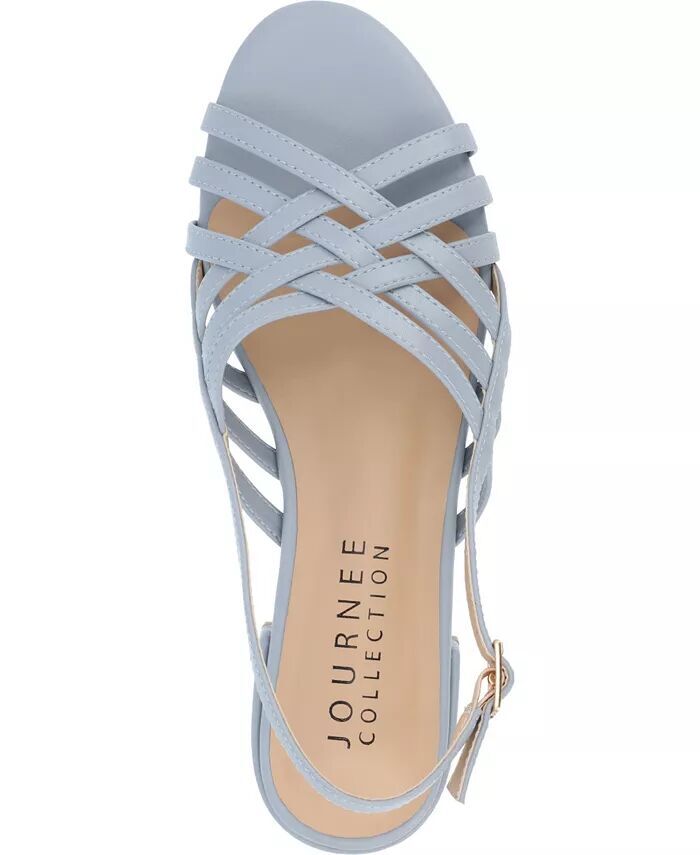 Женские плетеные сандалии на плоской подошве Cassandra с пяткой сзади Journee Collection, синий — фото 4
