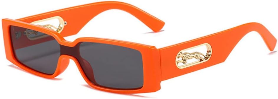 

Женские солнцезащитные очки прямоугольной формы, градиентные, с защитой от УФ-излучения UV400, винтажный металлический дизайн с изображением гепарда LANGSER, Orange Grey