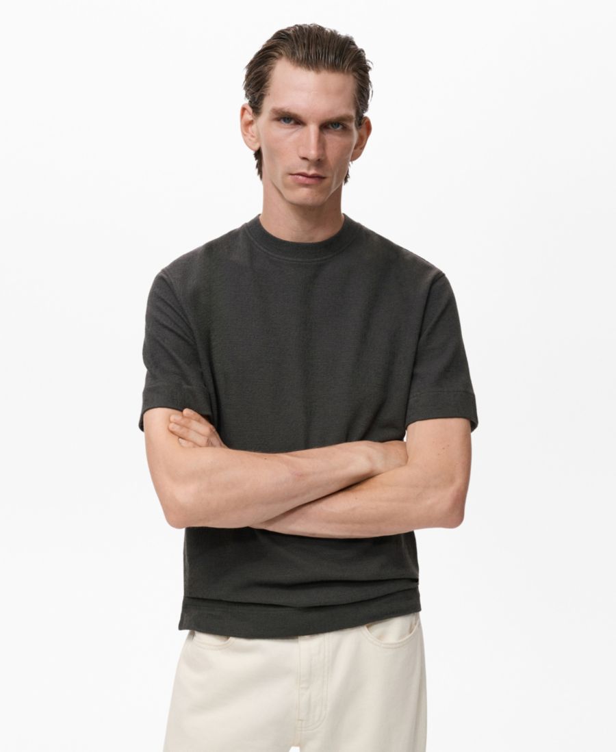 

Мужская футболка из фактурного хлопка MANGO, Charcoal, Черный, Мужская футболка из фактурного хлопка MANGO, Charcoal