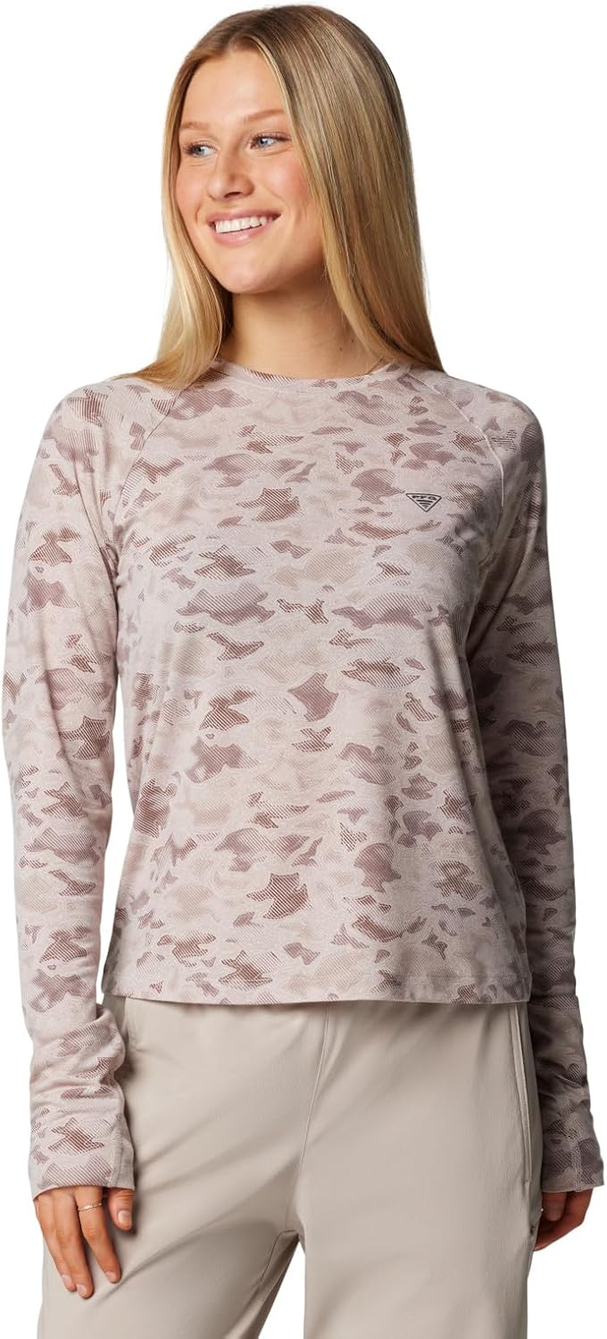 

Columbia Womens PFG Uncharted Knit Long Sleeve, Crushed Clay Uncharted Waters