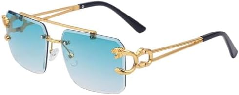 

Солнцезащитные очки в стиле ретро 2026 года, без оправы, для женщин и мужчин, металлические, в стиле стимпанк, модные, без оправы, защита от УФ-излучения UV400 MTZJH, Green