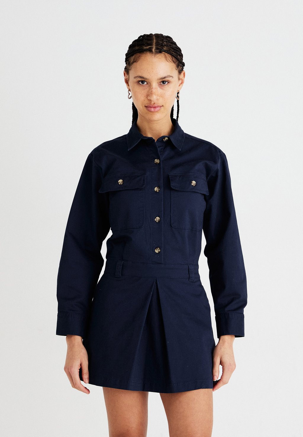 

Платье-рубашка UTILITY SKORT MINI DRESS Abercrombie & Fitch, темно-синий