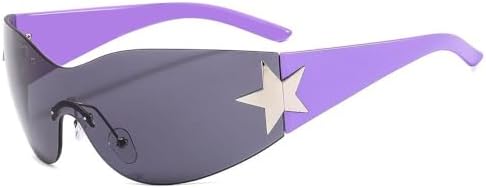 

Модные панк-солнцезащитные очки 2024 года для женщин и мужчин: стильные солнцезащитные очки с обтекаемой формой, украшенные звездами, с защитой от УФ-излучения UV400 MTZJH, C2