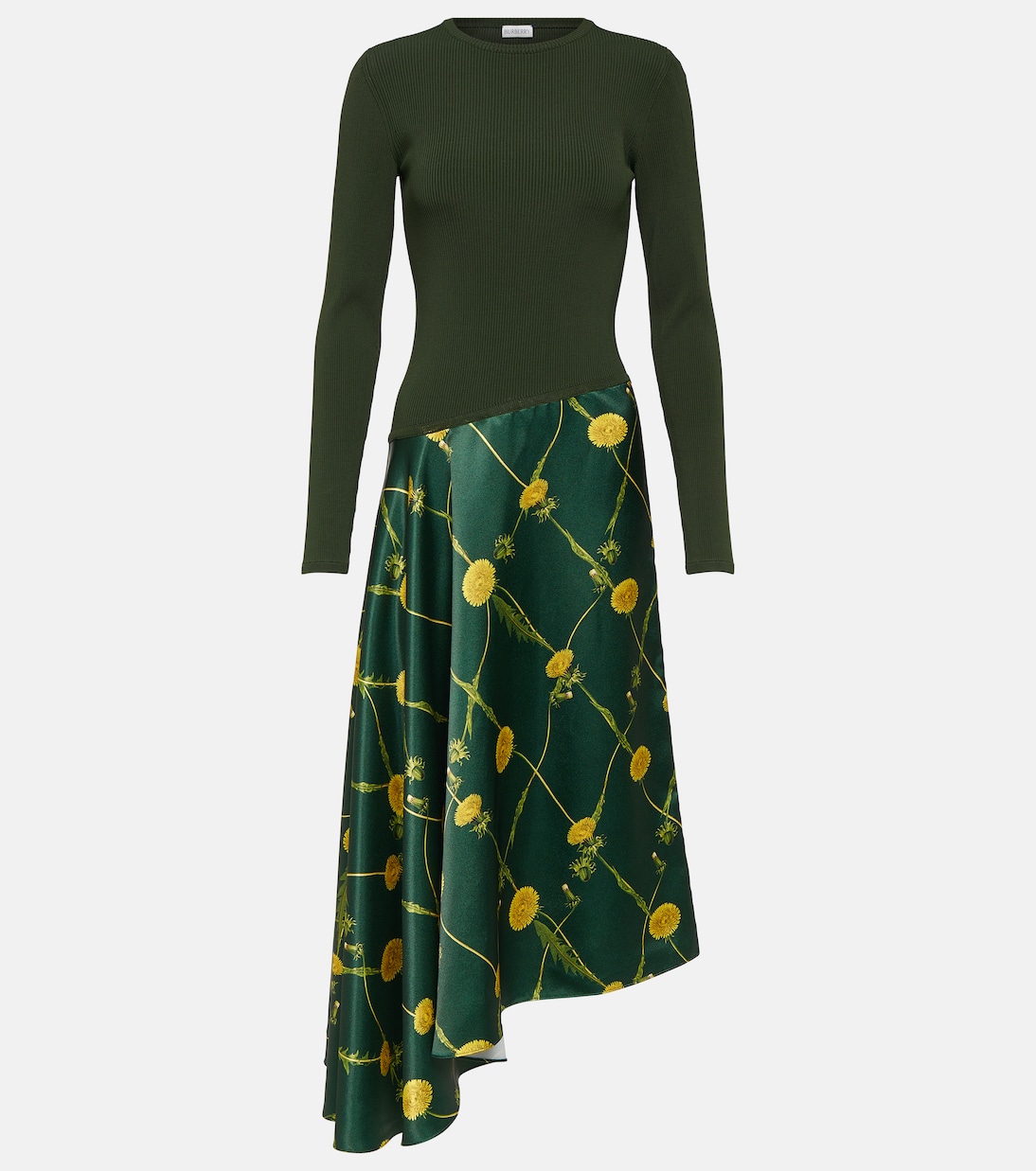 

Платье миди из принтованного джерси и атласа Burberry, Ivy