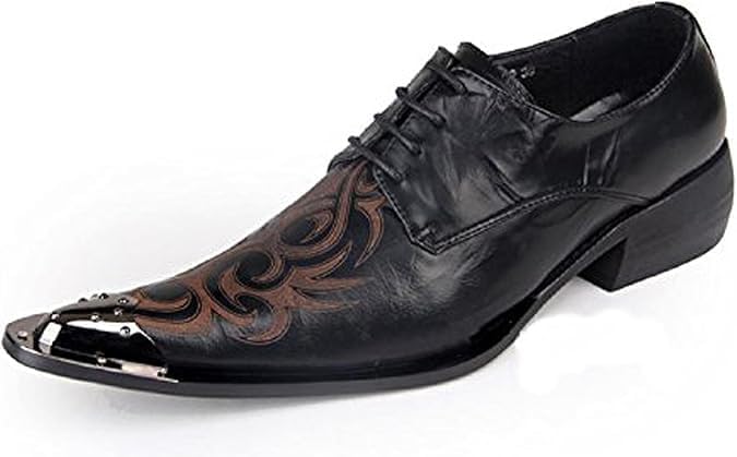 

Мужские западные кожаные туфли Santimon с заостренным носком, шнуровкой и металлическим наконечником, стиль Оксфорд, черный