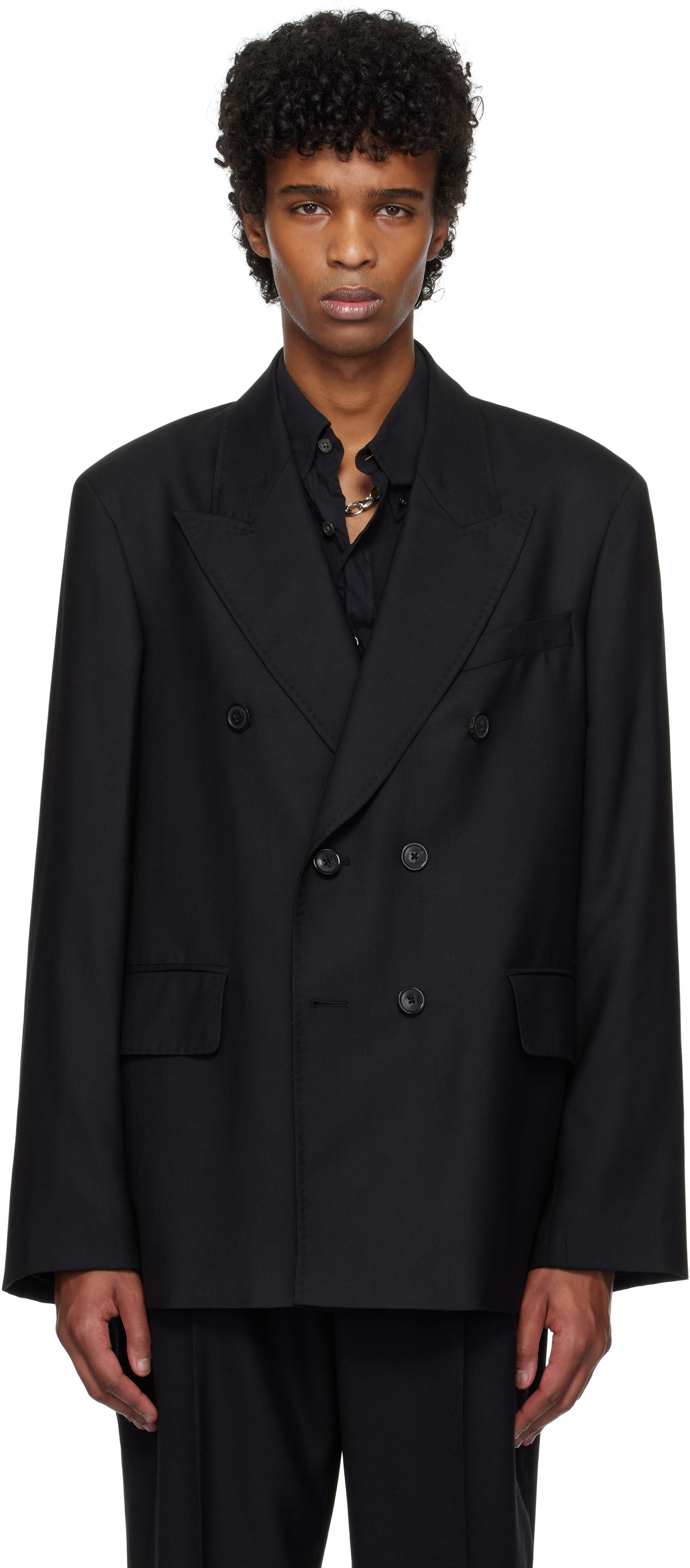 

Черный неконструктированный DB блейзер OUR LEGACY, Black panama wool