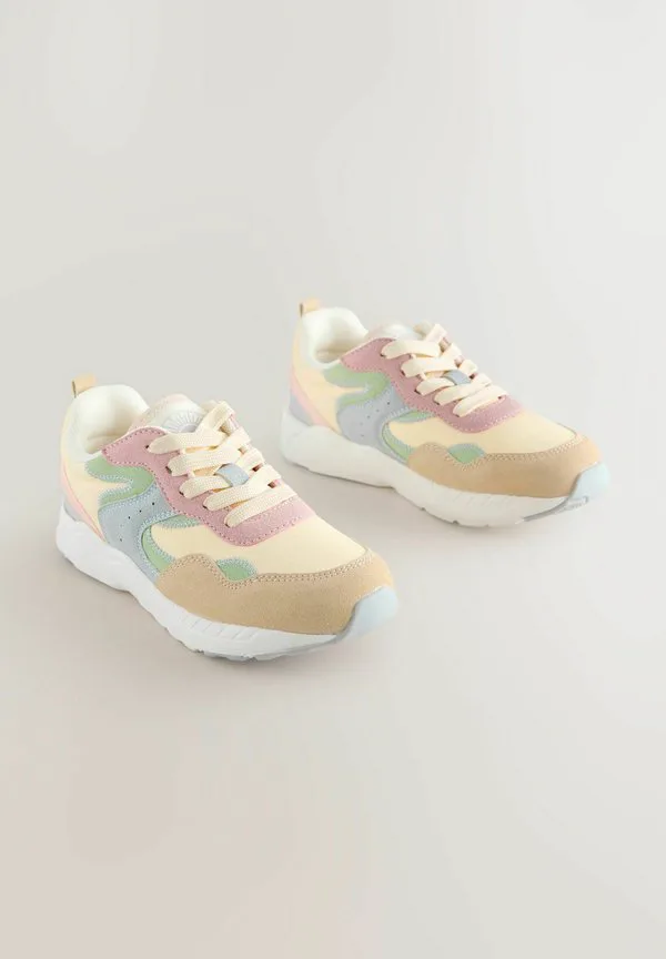 Широкие кроссовки на шнуровке с цветовыми блоками Next, Multi Pastel — фото 2