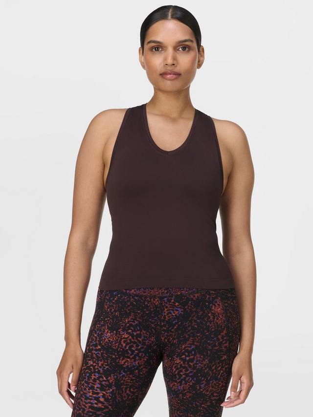 

Атлетик кроп V-образный вырез бесшовный топ для тренировок Sweaty Betty, Sable Brown