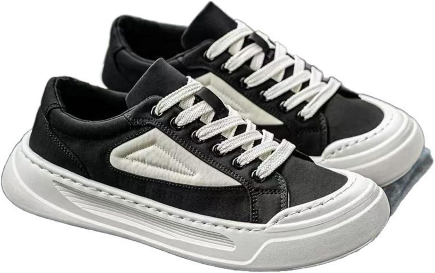 

Мужские массивные кроссовки на платформе, низкие, с ретро-американским стилем, нишевый дизайн, повседневные кроссовки с уникальной геометрической аппликацией Ctkvbmeoi, черный