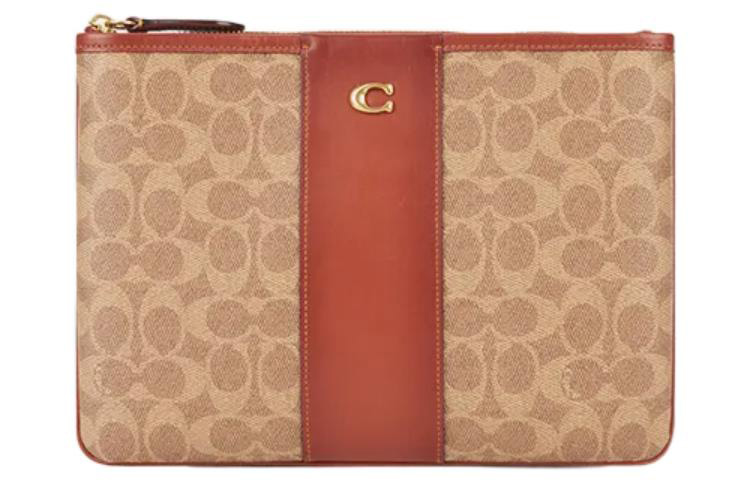 

COACH Сумка-клатч из ПВХ, женская, цвета хаки, коричневого и красного