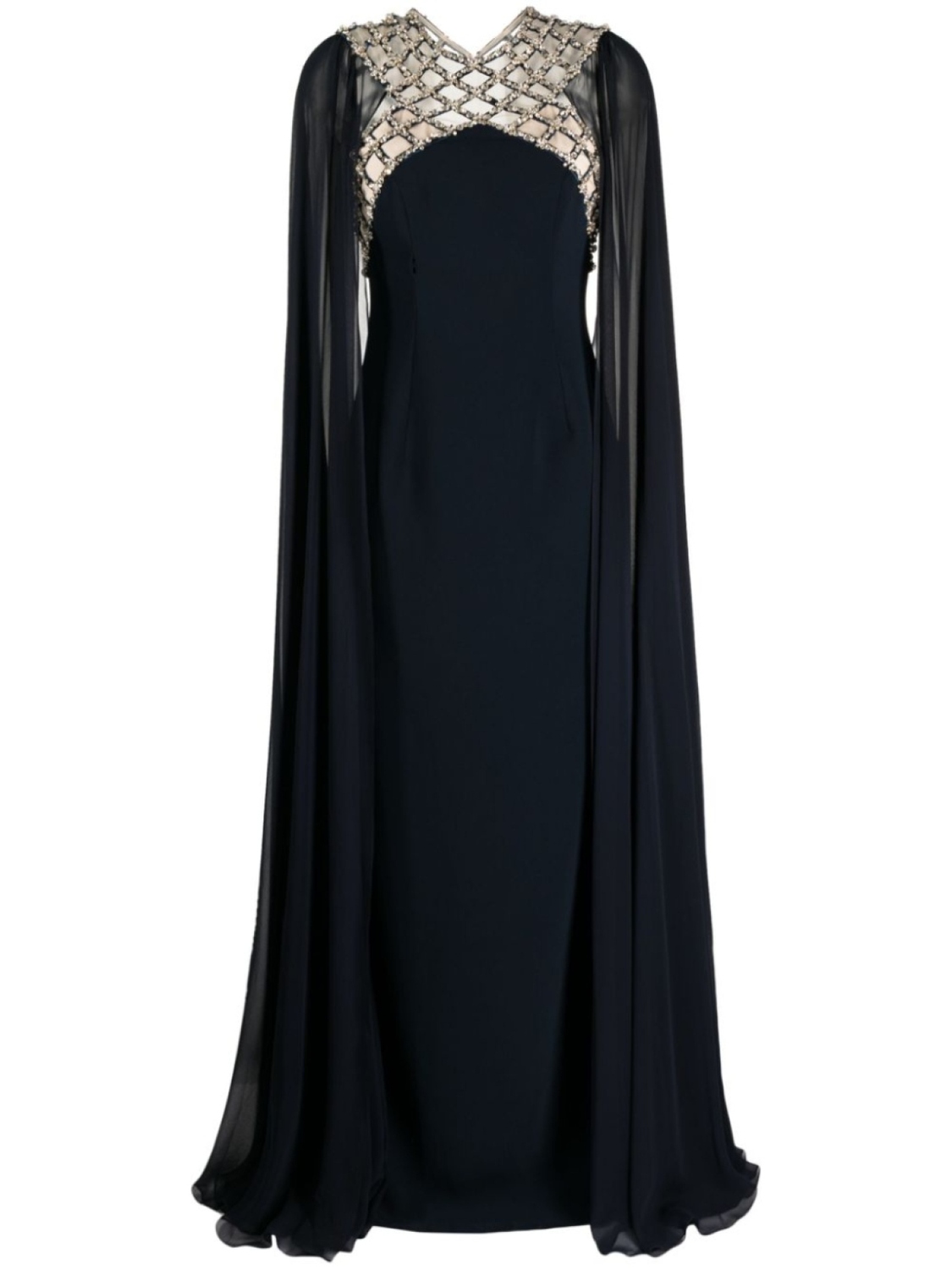 

Jenny Packham платье-кейп Natalie с кристаллами, синий