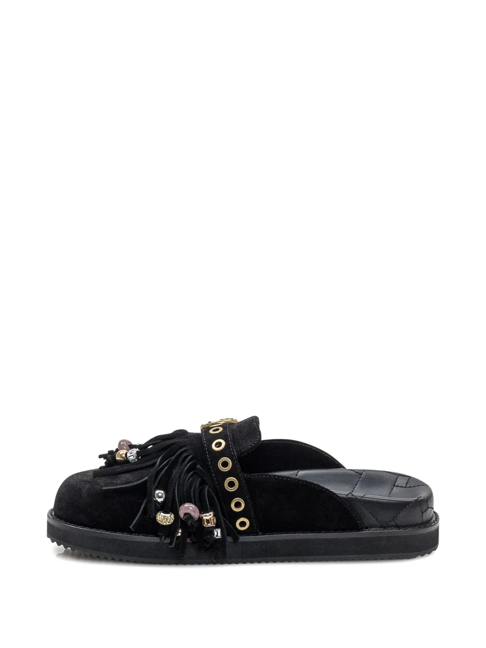 Мюли на плоской подошве с бахромой Kurt Geiger London, черный — фото 4