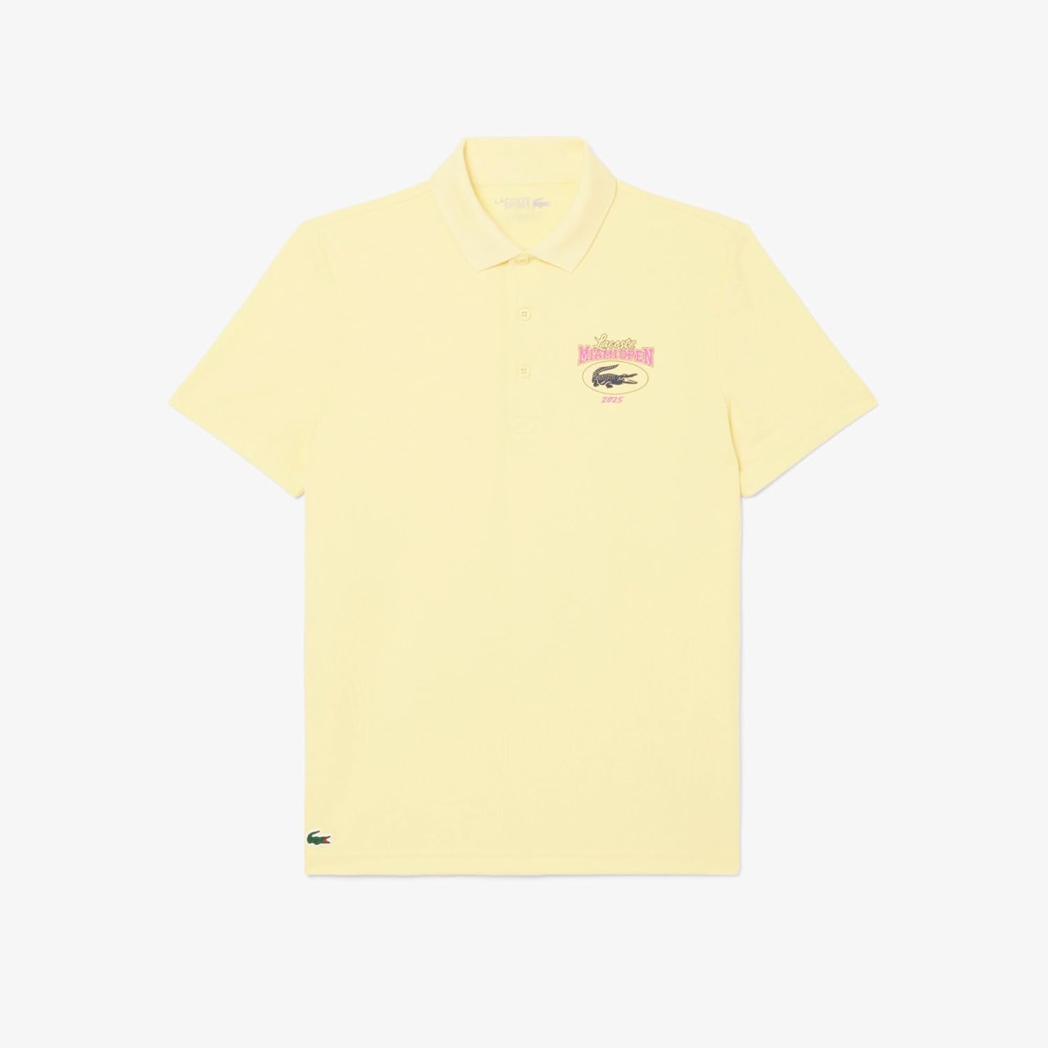 Мужская официальная поло-рубашка LACOSTE Miami Open 2025 из сухой ткани, бледно-желтый — фото 4