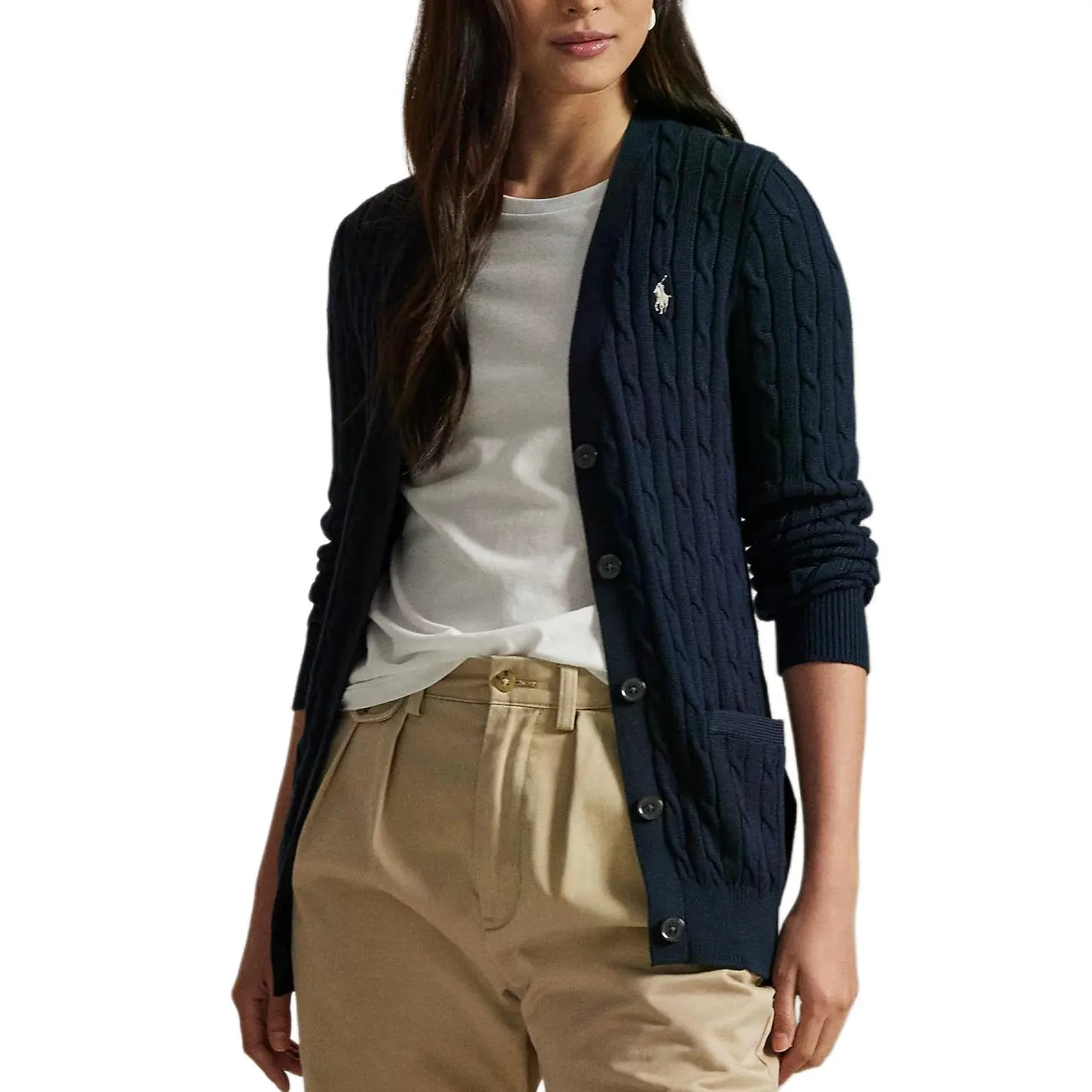 Вязаный свитер FW25 для женщин Polo Ralph Lauren, темно-синий — фото 3