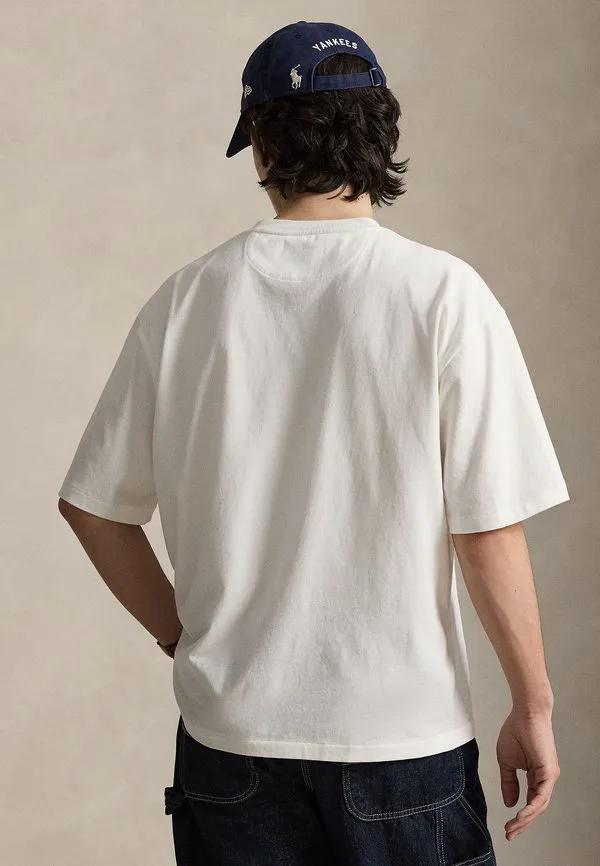 Футболка свободного кроя из замшевого трикотажа, базовая футболка Polo Ralph Lauren, White — фото 3