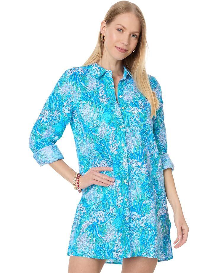 

Платье Lilly Pulitzer Sea View Cover Up, цвет Las Olas Aqua Strong Current Sea