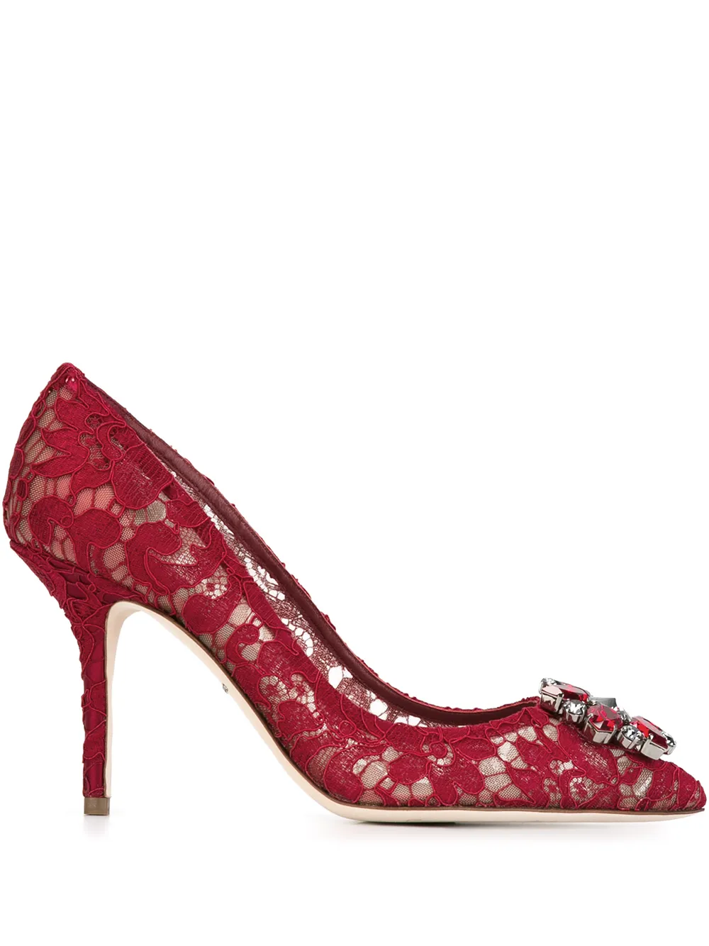 Декорированные кружевные туфли DOLCE & GABBANA, красный