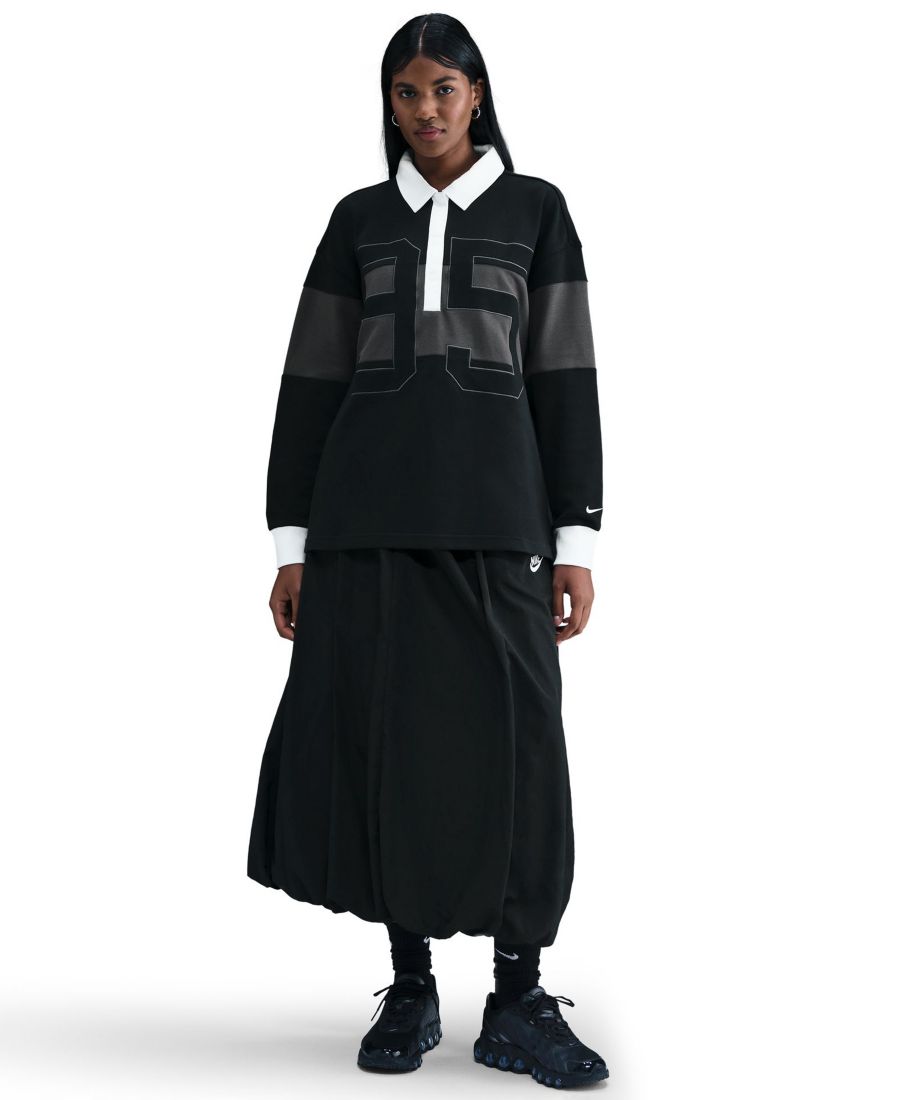 

Женская футболка-поло с длинными рукавами и графическим принтом Nike, Black/Anthracite/White/Sail