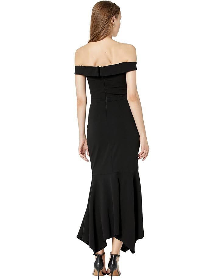 

Платье XSCAPE Off-the-Shoulder Scuba Crepe Flounce, черный
