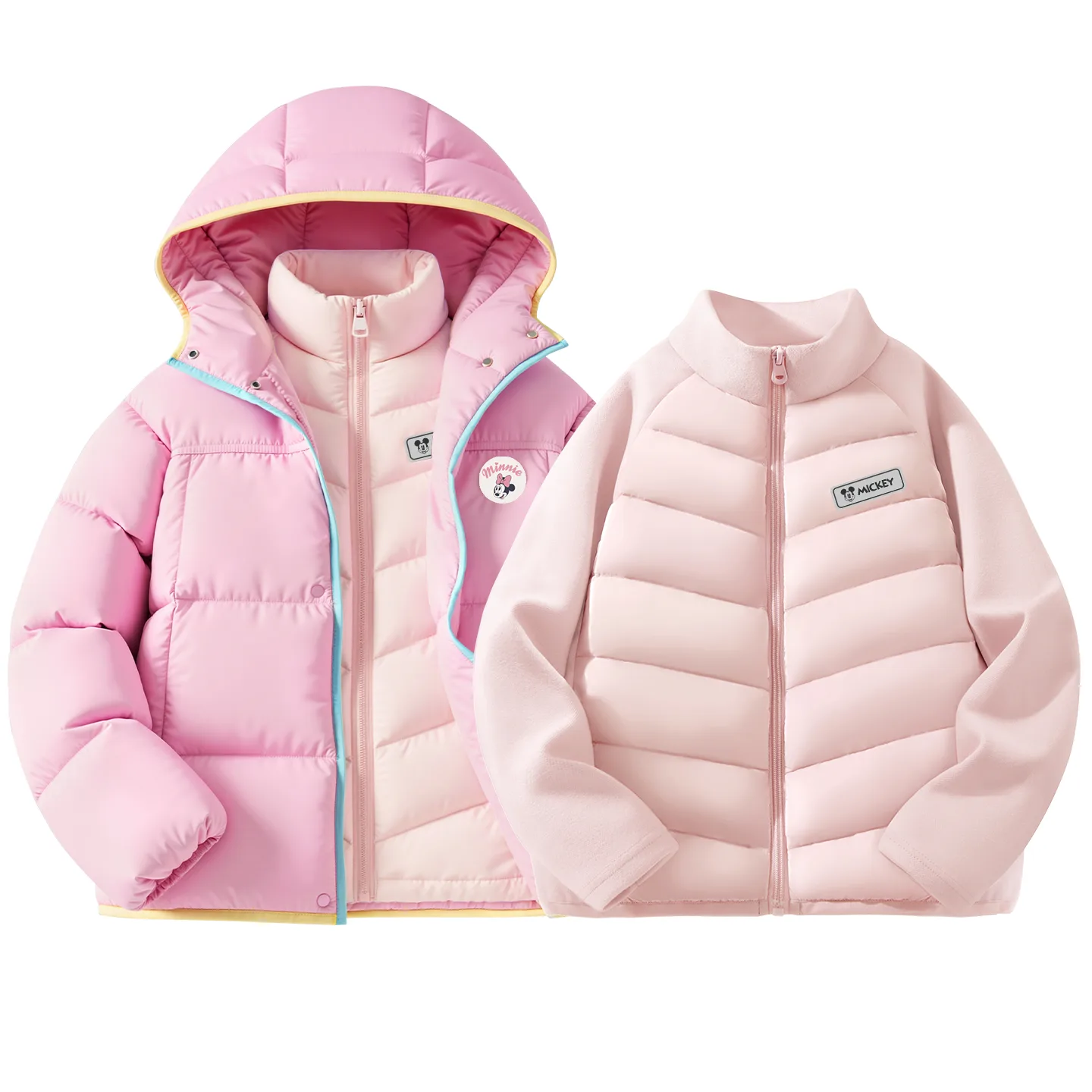 Детская утепленная куртка с круглым вырезом Disney, [Thickened Thermal | 85 Duck Down]Dini Round Hook-and-Loop K Light Blue+DiH Square Hook-and-Loop K Ecru — фото 3