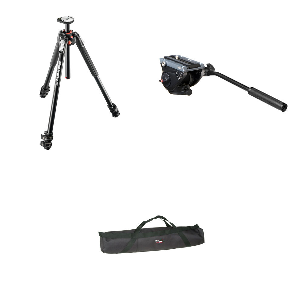 

Жидкостная головка Manfrotto MVH500AH с плоским основанием, штативные ноги MT190XPRO3, мягкий чехол