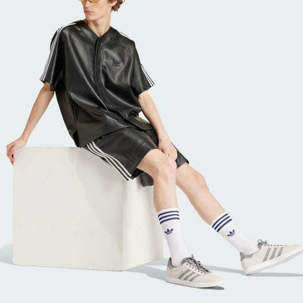 Шорты из искусственной кожи adicolor 3 полоски шорты азиатские размеры Adidas, черный — фото 2