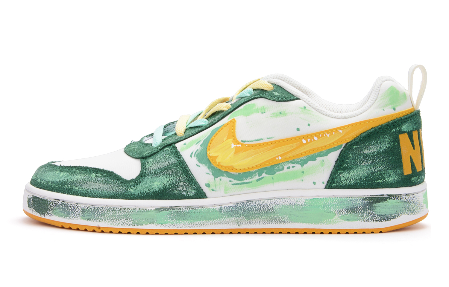 

Nike Кроссовки для скейтбординга Court Borough PRM Slip Resistant Abrasion Resistant мужские низкие белые зеленые желтые