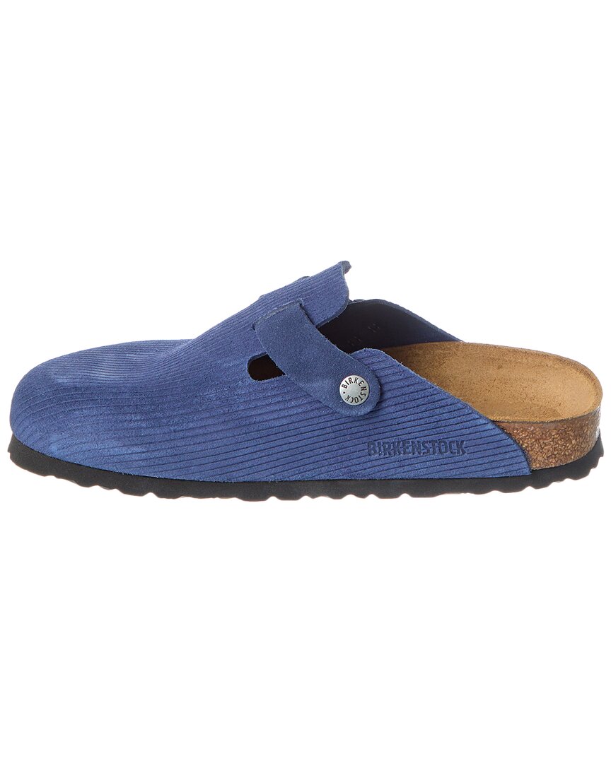 Узкие замшевые сабо Birkenstock Boston BS, синий — фото 2