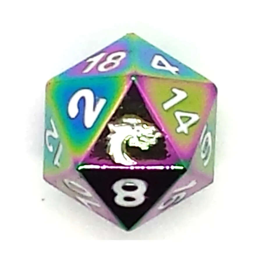 

d20 Сверкающая радуга, Metal Dice - Halfling Forged