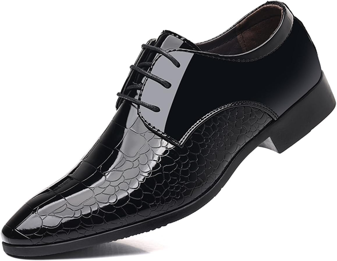 

Мужские модные лаковые туфли на шнуровке с деловым и торжественным дизайном, для костюмов, смокингов, свадеб и выпускных Rougono, черный