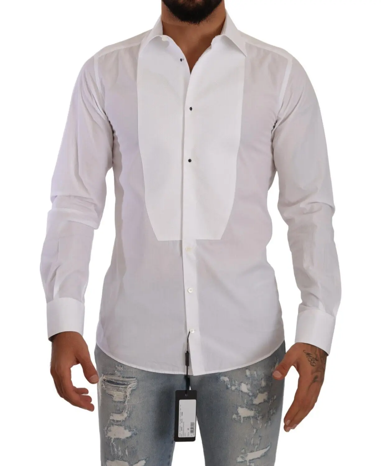 

Элегантная белая рубашка из хлопкового поплина Slim Fit Dolce & Gabbana