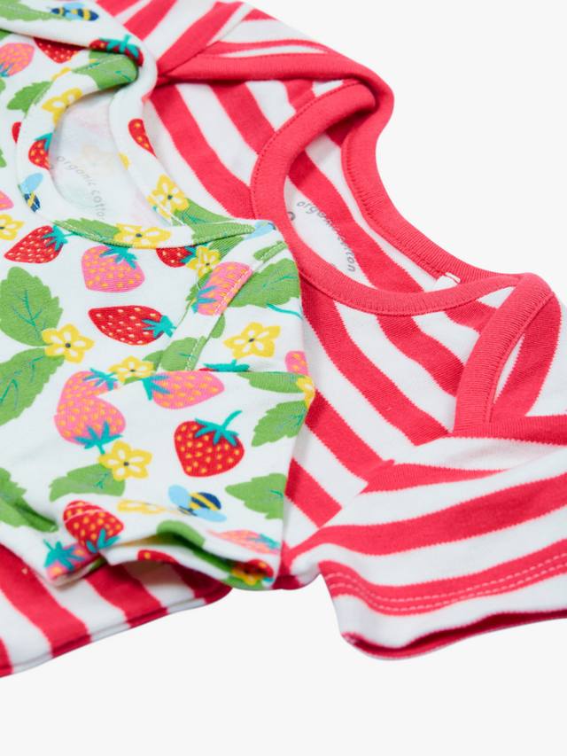 Детское боди из органического хлопка клубничного цвета с коротким рукавом Frugi, разноцветный — фото 3