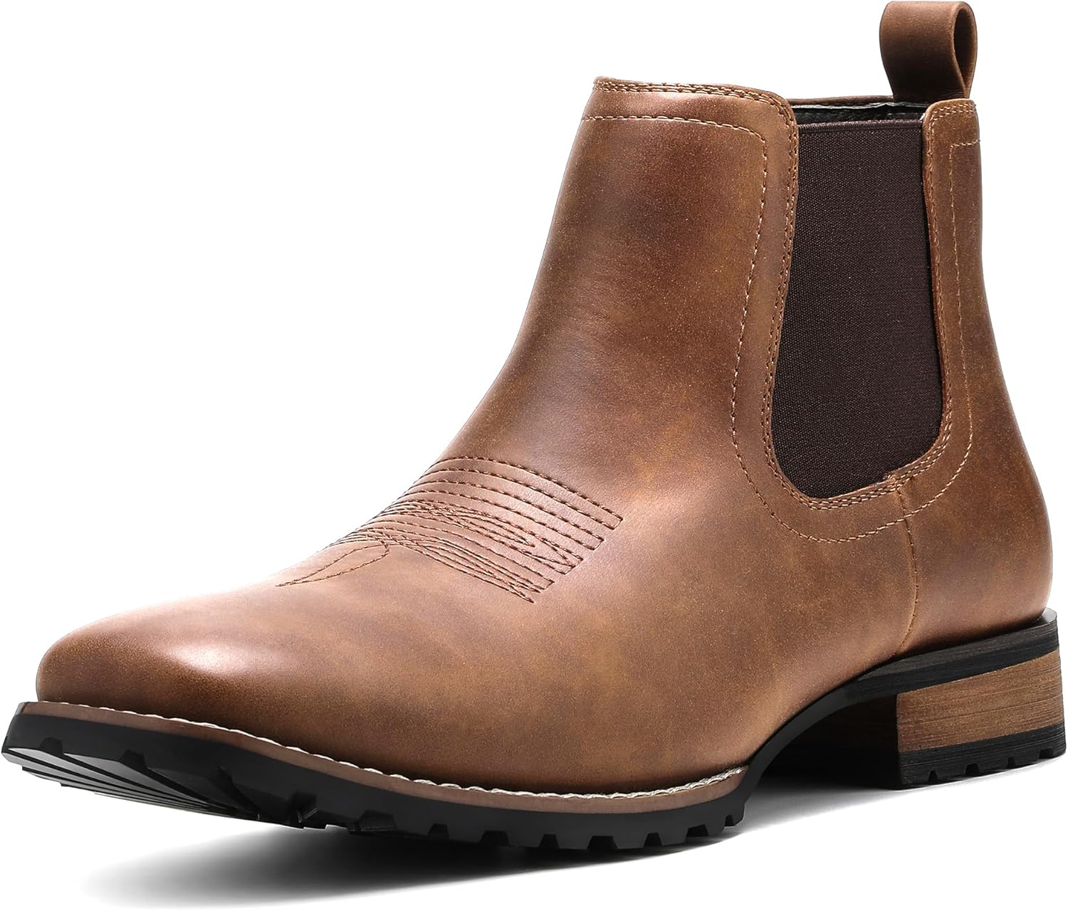 

Мужские ковбойские сапоги JASONSTAR Chelsea с квадратным носком, вестерн-сапоги, классические повседневные ботинки, коричневый