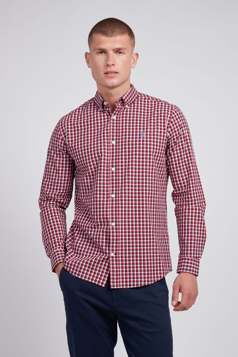 

Мужская рубашка в клетку U.S. Polo Assn, красный
