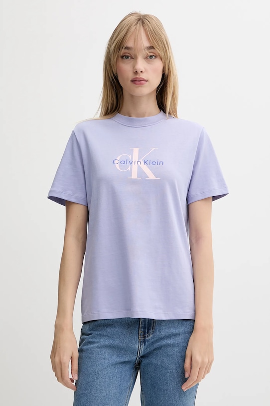 

Хлопковая футболка Calvin Klein Jeans, фиолетовый