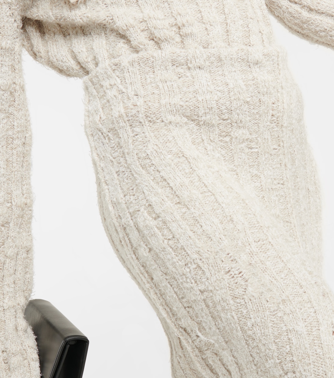 Юбка макси из шерстяной смеси, связанная крючком Acne Studios, Ecru/White — фото 4