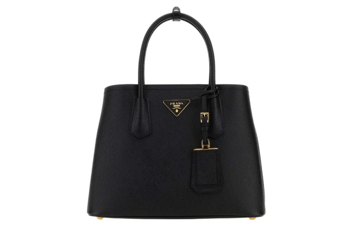 

PRADA Двойная кожаная сумка через плечо маленького размера женская черная