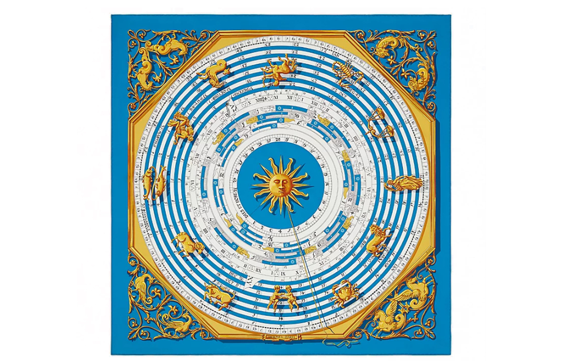 

Шёлковый платок женский синий HERMES