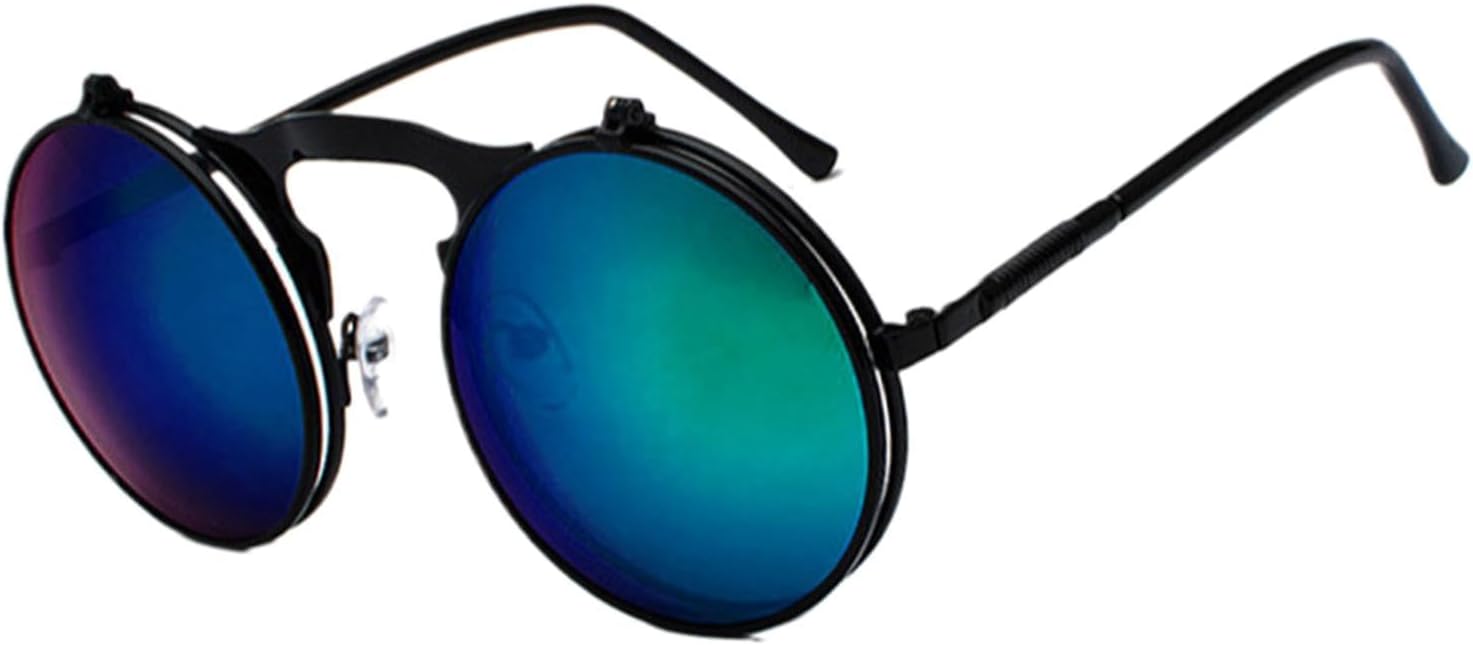 

Солнцезащитные очки с защитой от УФ-излучения UV400 для женщин и мужчин | Складные дужки в стиле стимпанк, круглые, прозрачные, красные | для занятий спортом на открытом воздухе DSVIGF, Silver Green Mirror