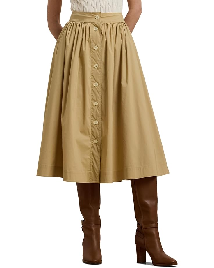 

Юбка Lauren Ralph Lauren Button-Front Cotton-Blend Skirt, цвет Sand Dune