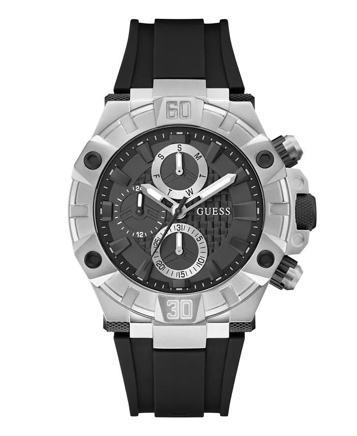 

Мужские многофункциональные черные силиконовые часы 46 мм GUESS