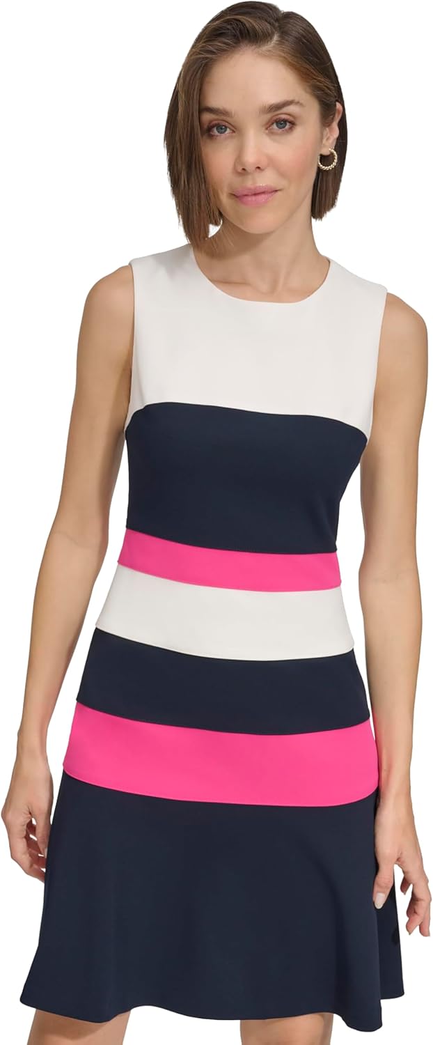 

Женская безрукавка Tommy Hilfiger из крепа Scuba Structured, Ivory/Sky Captain/Hot Pink