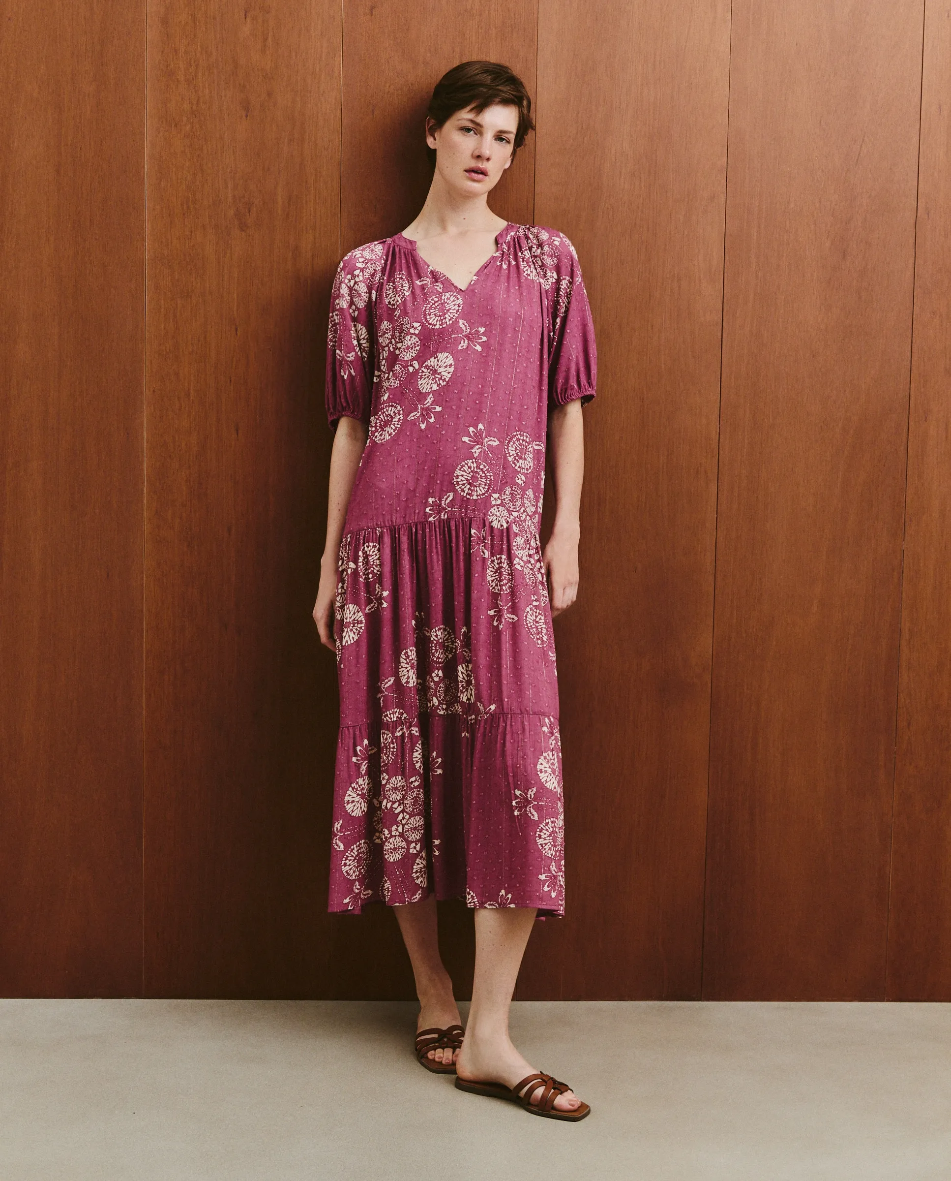 

Женское короткое платье с длинными рукавами Southern Cotton, розовый