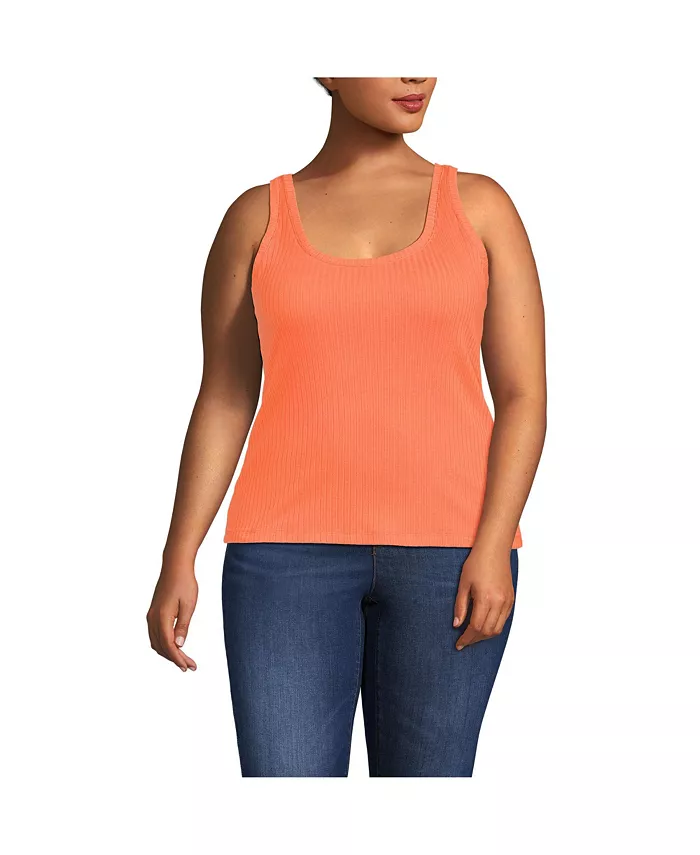 

Майка больших размеров с узким вырезом и лацканами Lands' End, оранжевый