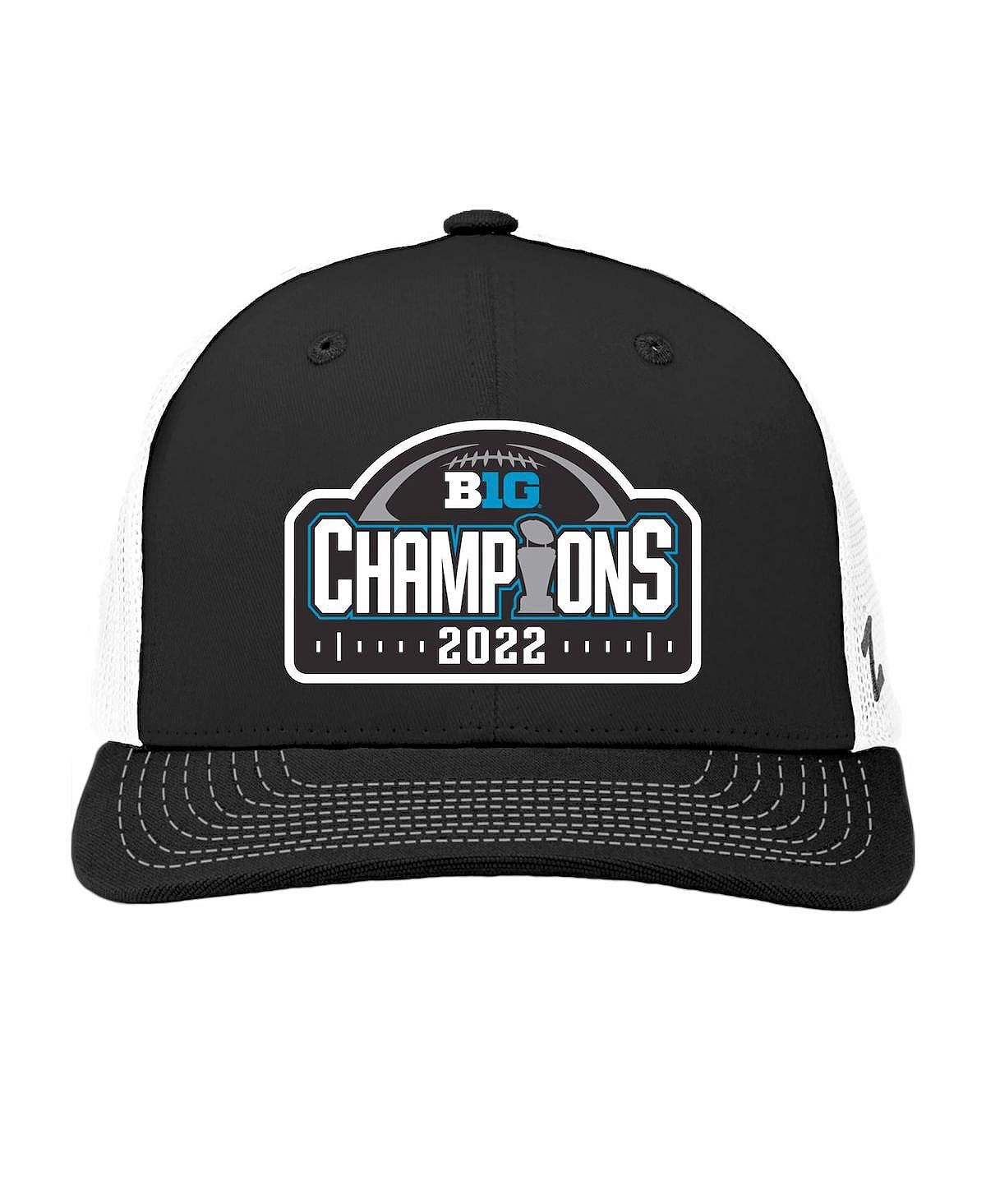 

Мужская черно-белая регулируемая кепка дальнобойщика Michigan Wolverines 2022 Big Ten Conference Champions в раздевалке Zephyr